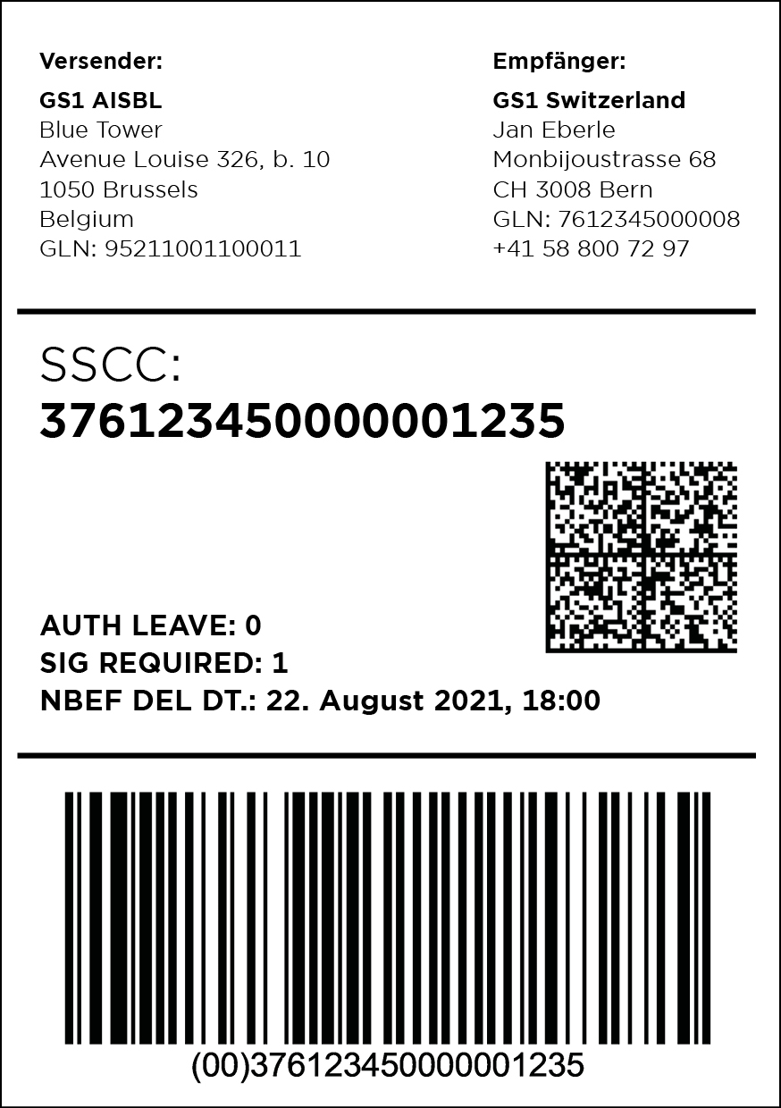 Transportetikette SSCC GS1 Datamatrix