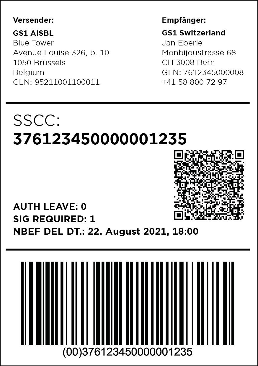 Transportetikette SSCC GS1 QR Code